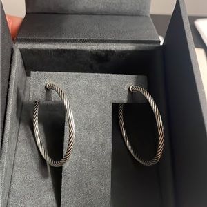 Authentic David Yurman Cable Hoop Earrings in Sterling Silver